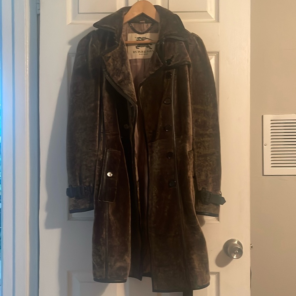 Burberry Shearling Trench Coat Jacket